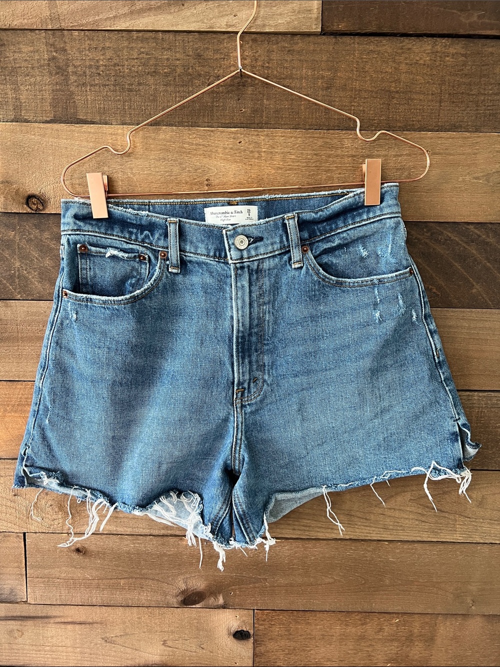Abercrombie & Fitch Women's 4" High Rise Mom Shorts in Blue Size 29/8